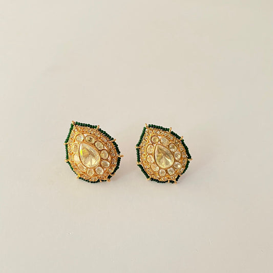 Gold Plated Moissanite Green Stud