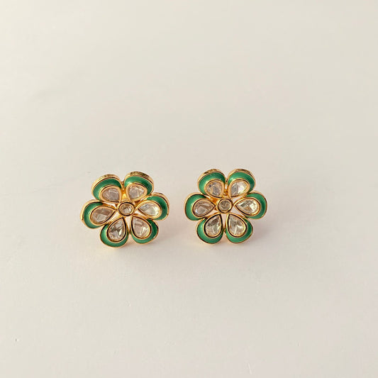 Kundan Gold Plated  Flower Stud