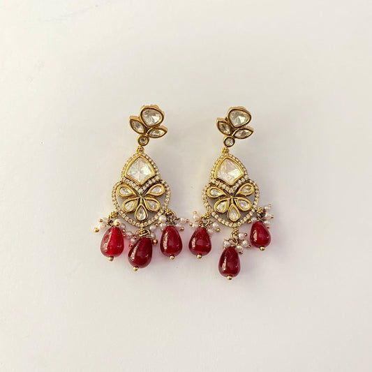 Polki Drop Ruby Earring