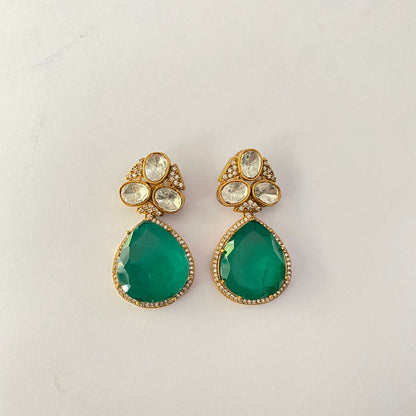 Kundan Green Earring
