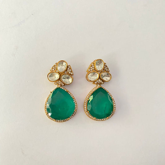 Kundan Green Earring