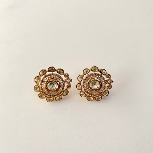 Kundan Polki Stud Gold Plated