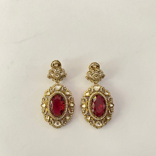 Ruby Antique Gold Kundan Earring