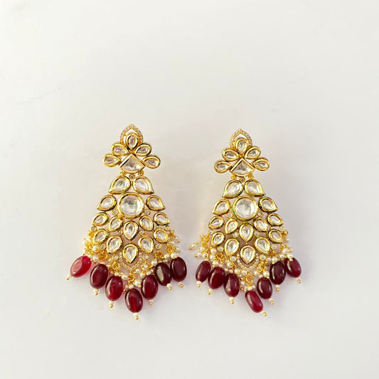 Gold Plated Ruby Kundan Earring