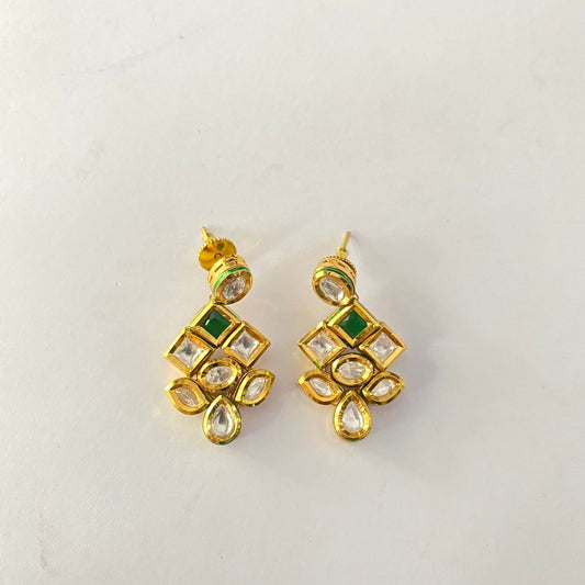 Gold Plated Green Kundan Earring