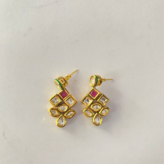 Kundan Ruby Gold Pated Earring