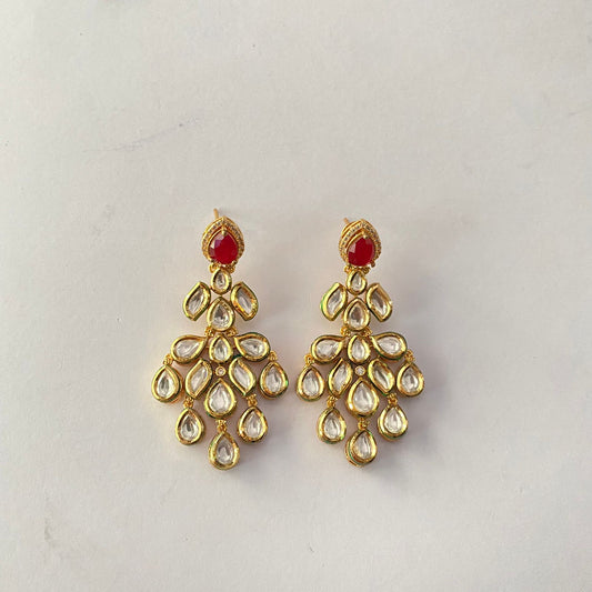 Ruby Kundan Gold Plated Earring