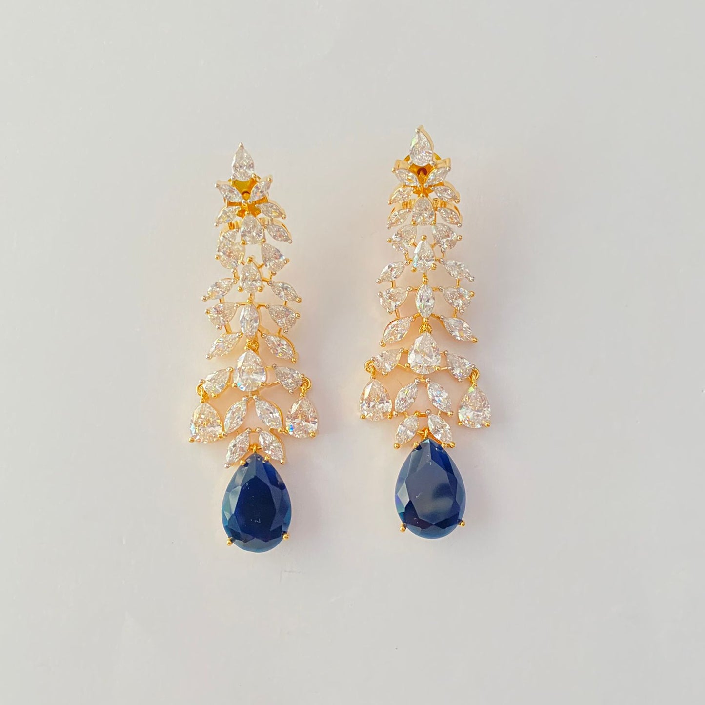 Blue Stone Drop A.D Gold Plated Dangler earring