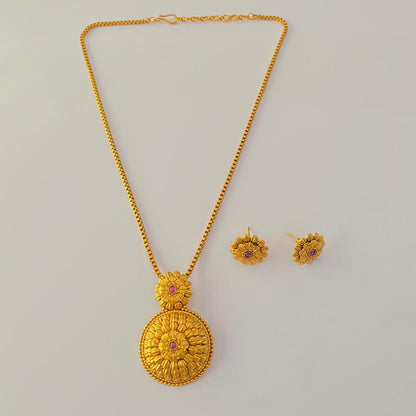 Antique Gold Plated Ruby Stone pendant set