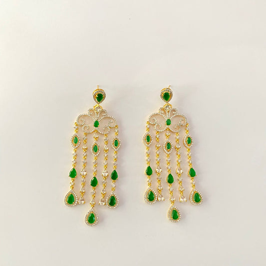 Gold Plated Green Diamond Earring