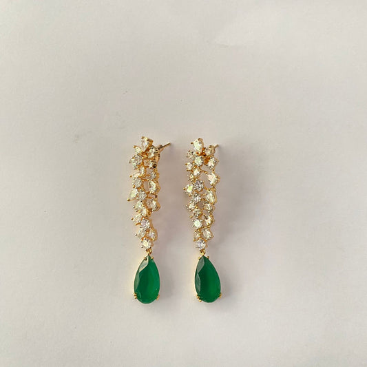 Gold Plated Green Diamond Earring