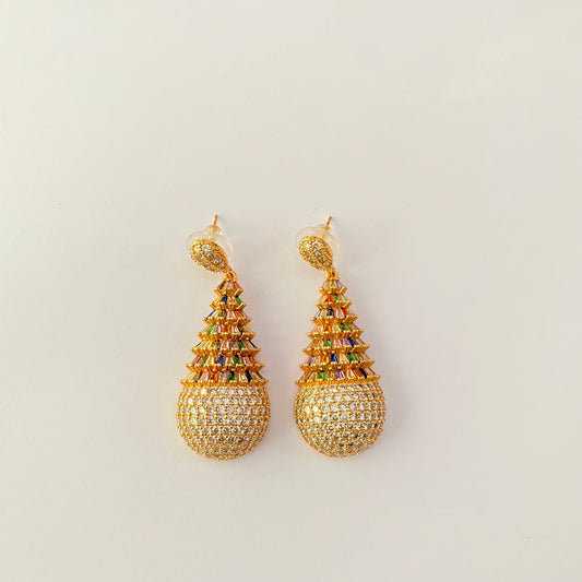 Gold Plated Multi Diamond Earring