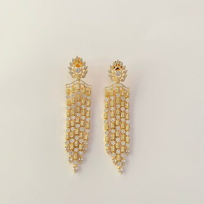 Diamond Gold Plated Long Earring