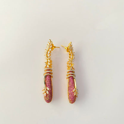 Gold Plated Ruby Diamond Earring