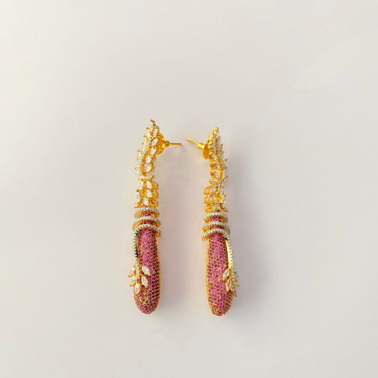 Gold Plated Ruby Diamond Earring