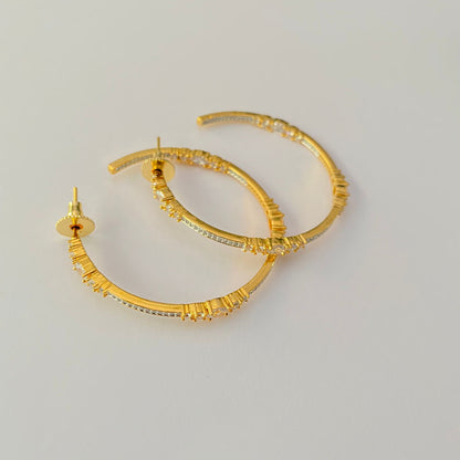 Stylish Gold plated A.D Half Hoop Big earring