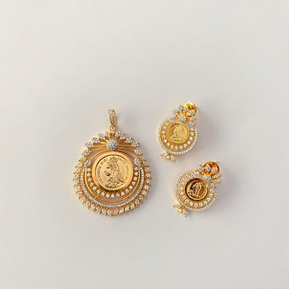 Gold Plated Gini Diamond Pendant Set