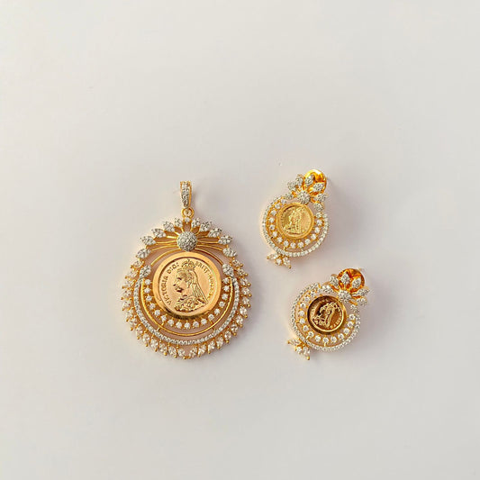 Gold Plated Gini Diamond Pendant Set