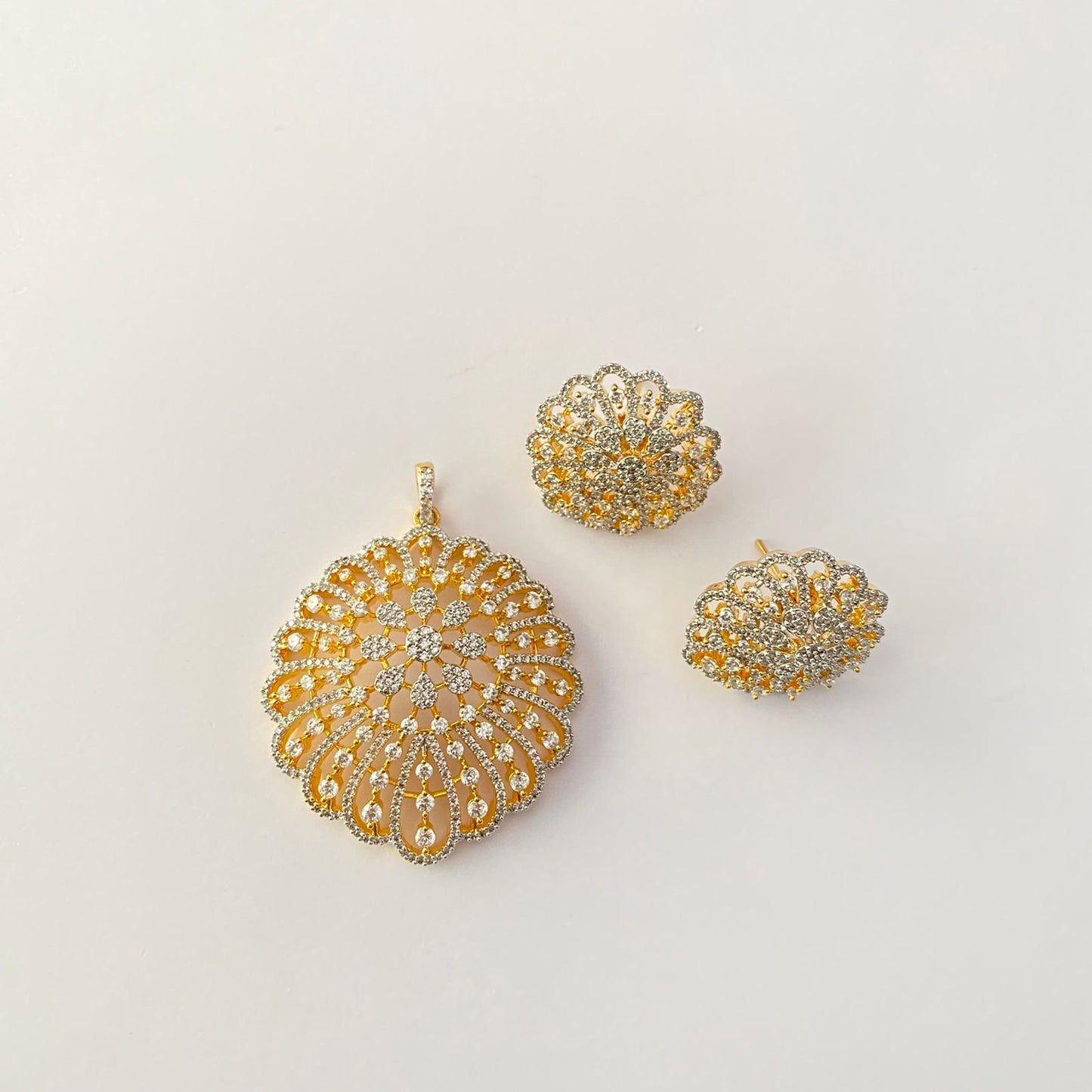 Diamond Pendant Set Gold Plated