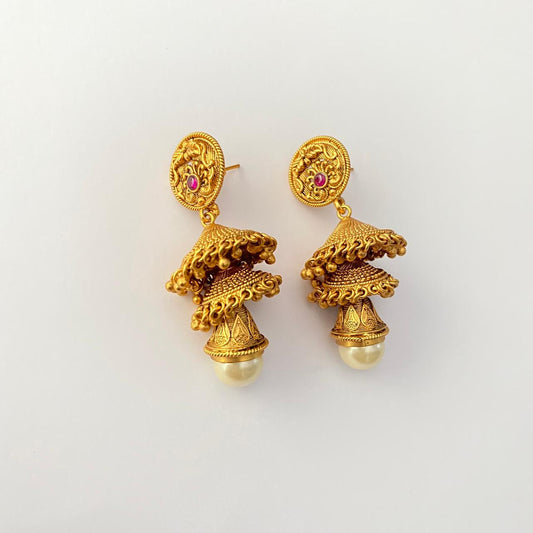 Gold Plated  With pearl Traditional  Jhumka Earring