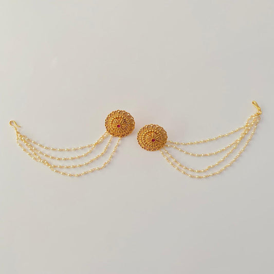 Gold Plated  Stud with four Layer Ear chain