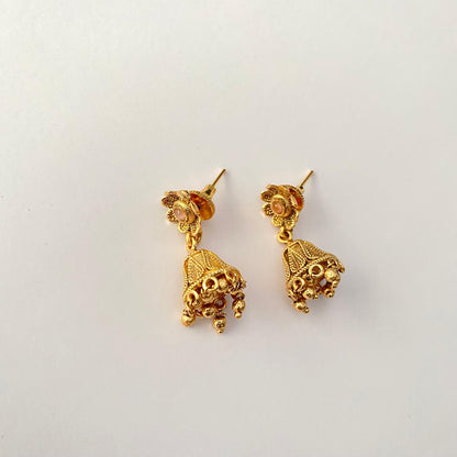 Gold Plated  Traditional  Floral Jhumka Earring