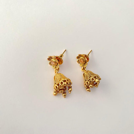 Gold Plated  Traditional  Floral Jhumka Earring