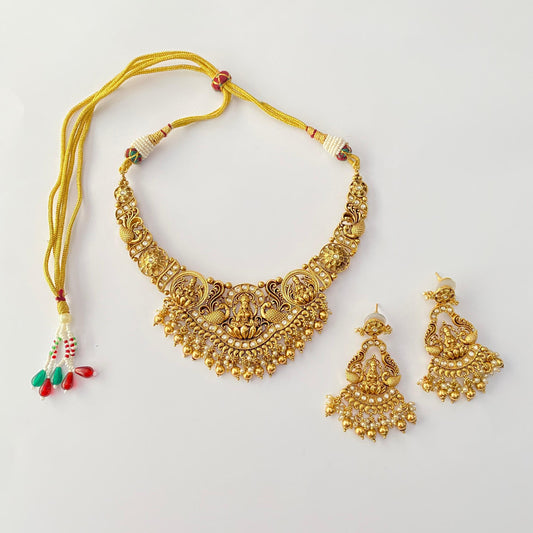 Laxmi Gold Plated Temple Necklace set