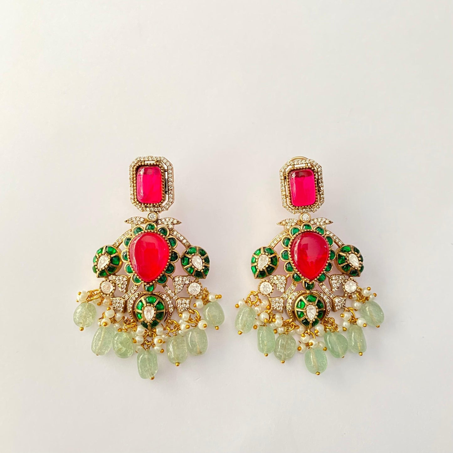 Polki Emerald Ruby long Necklace set