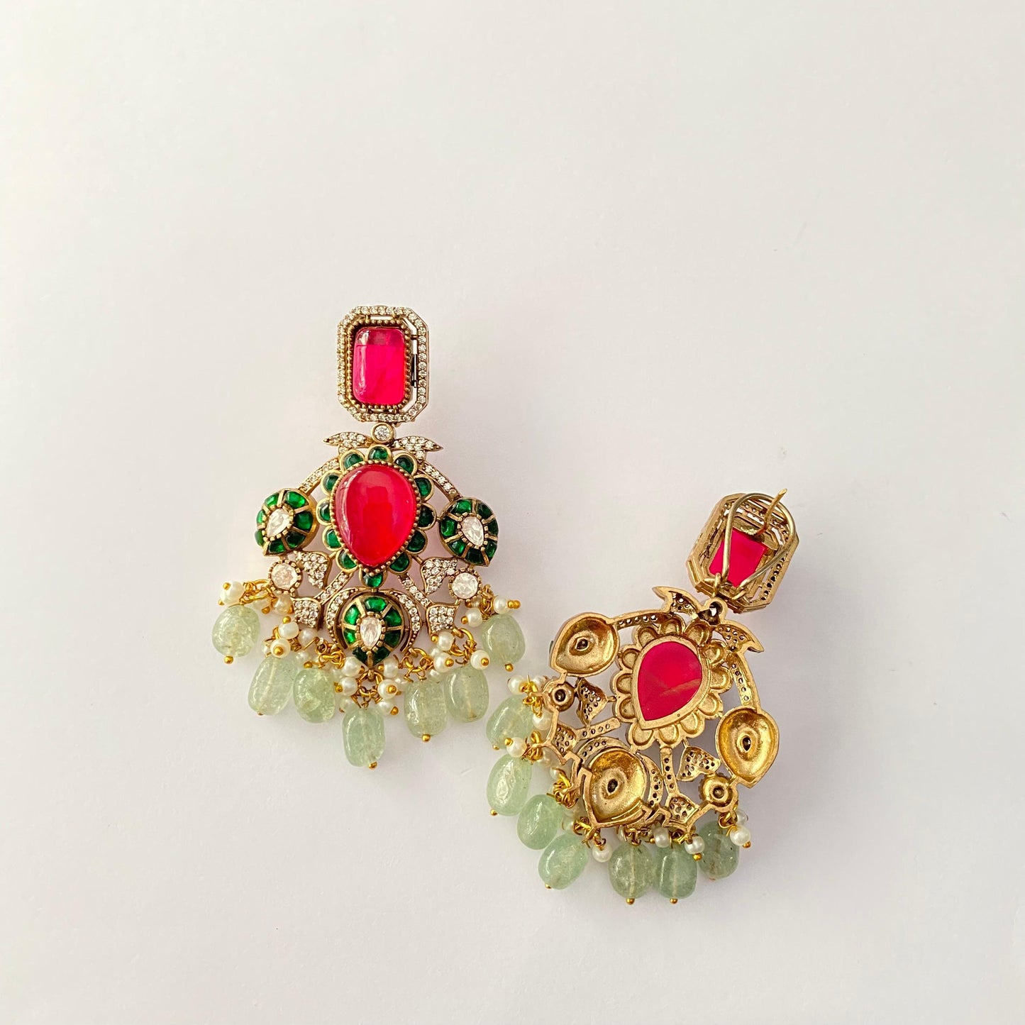 Polki Emerald Ruby long Necklace set