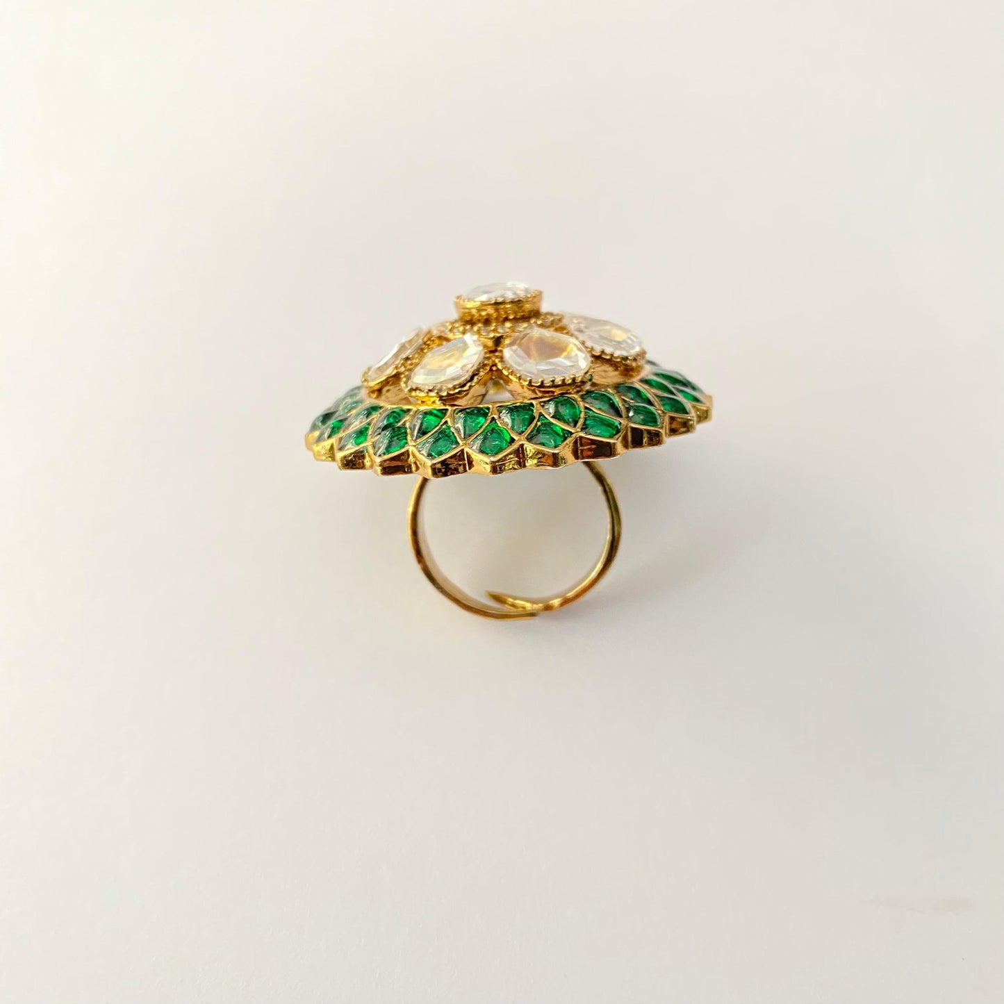 Ethnic Kundan Polki Big Adjustable Ring
