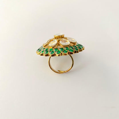 Ethnic Kundan Polki Big Adjustable Ring