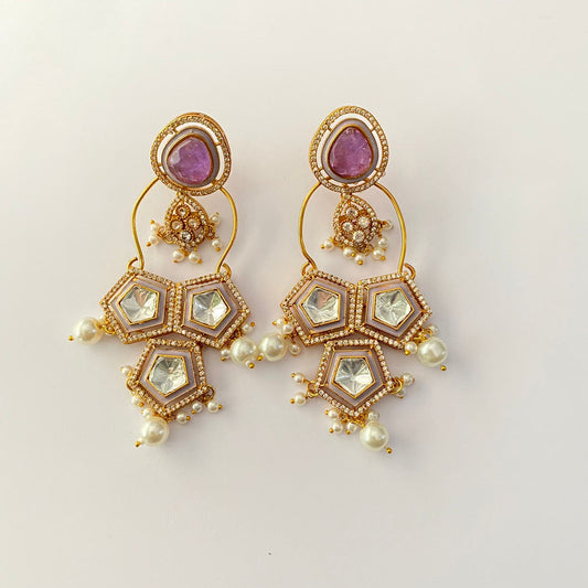 Amethyst antique gold plated drop earing