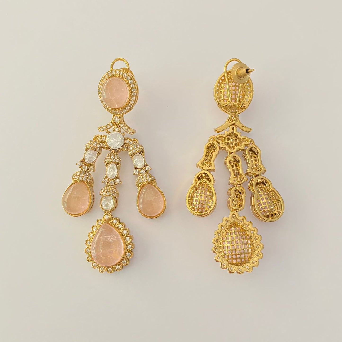Peach antique gold plated earing
