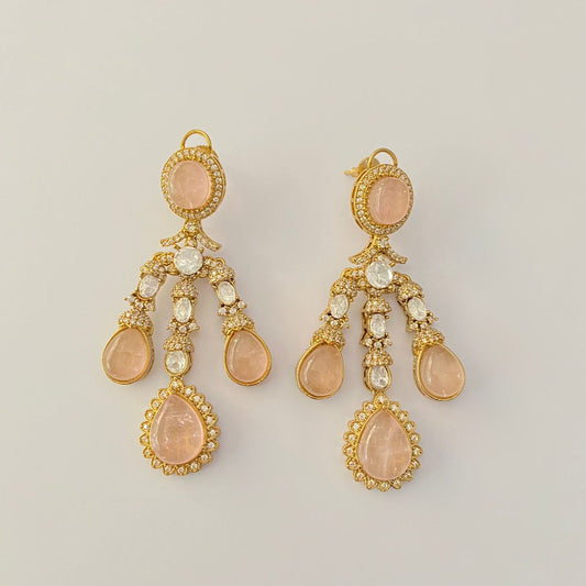 Peach antique gold plated earing
