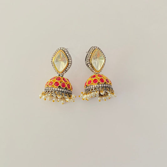 polki drop jhumka earring