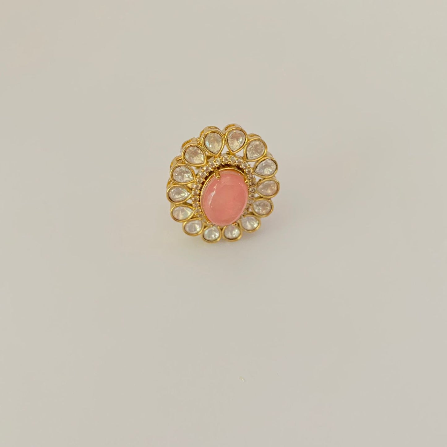 Polki gold plated adjustable ring