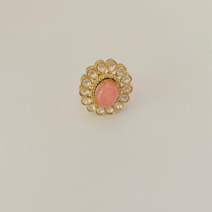 Polki gold plated adjustable ring