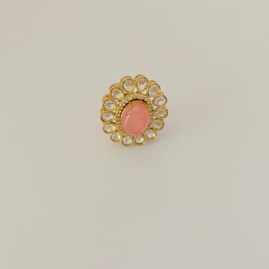 Polki gold plated adjustable ring