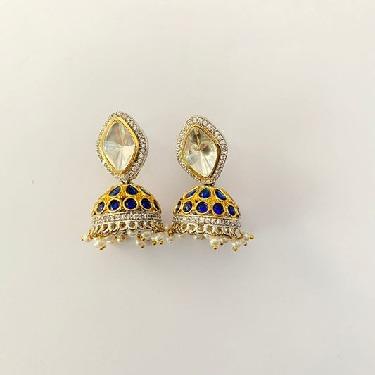 polki small pearl drop jhumka earring