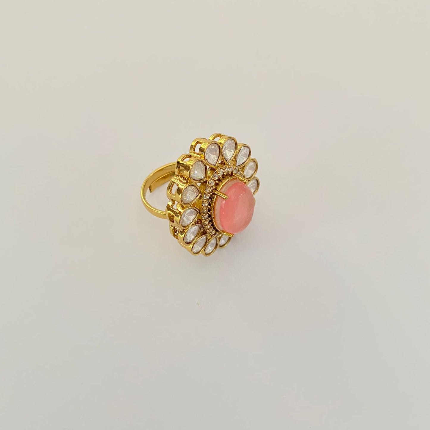 Polki gold plated adjustable ring