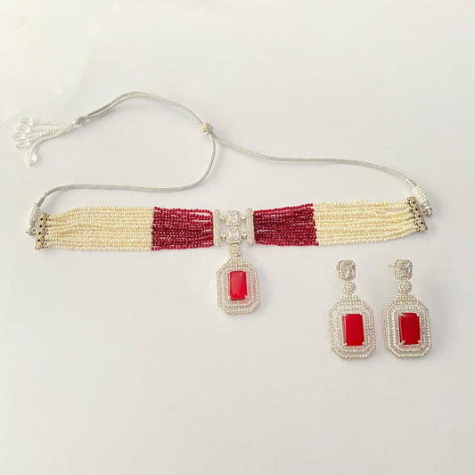 Ruby Diamond classic Choker Necklace Set