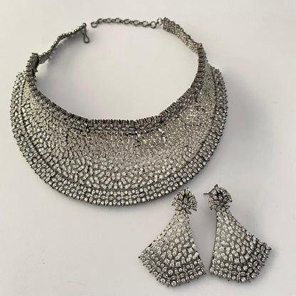 victorian ad stone big chokar necklace set