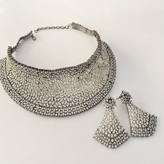 victorian ad stone big chokar necklace set
