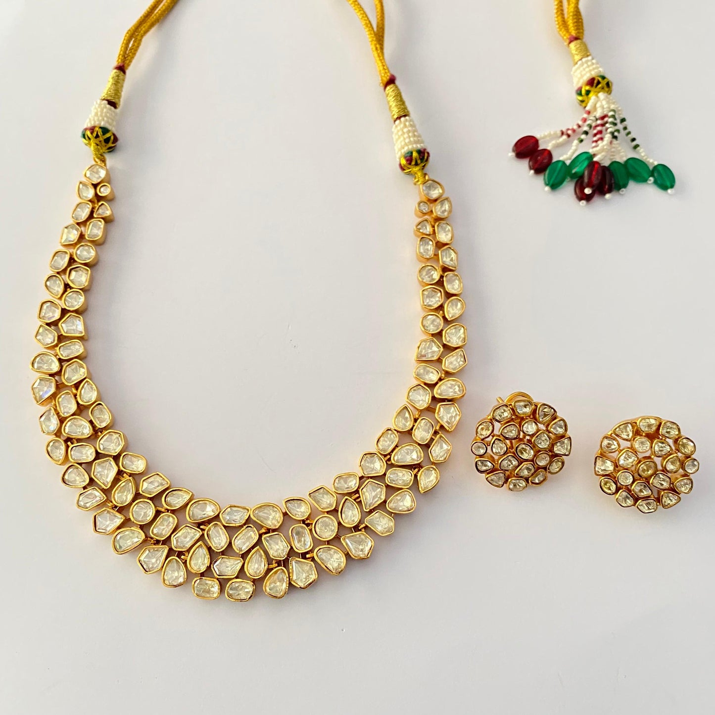 Moissanite  Gold Plated necklace Set
