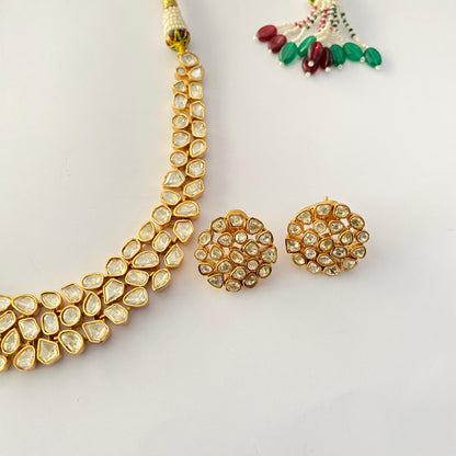 Moissanite  Gold Plated necklace Set