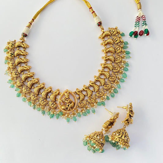 Krishna Gold Plated Temple Necklace set