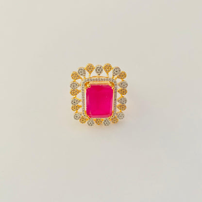 Ruby gold plated adjustable ring