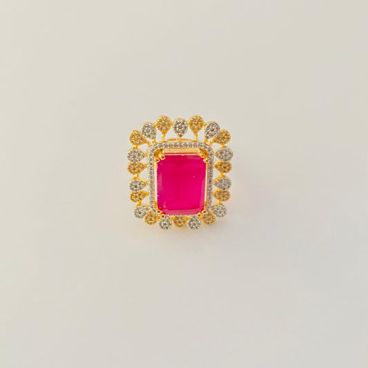 Ruby gold plated adjustable ring