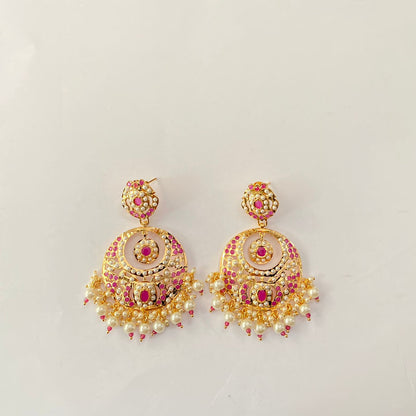 Gold Plated Ruby Jadau Earring